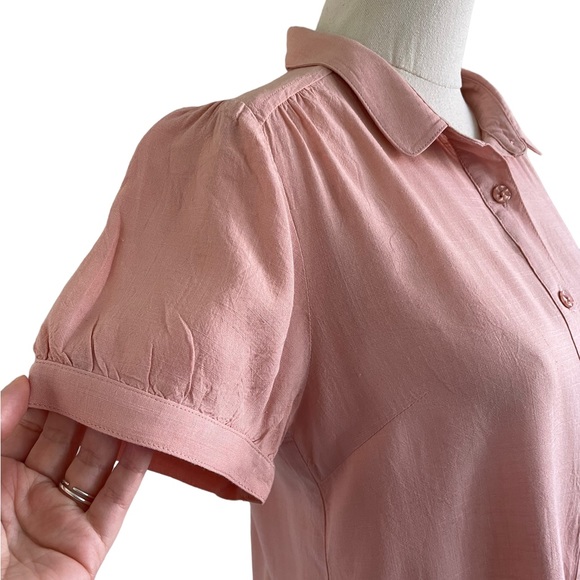 PRINCESS HIGHWAY Sz8 Peach puff sleeve button down collared top - Picture 4 of 10